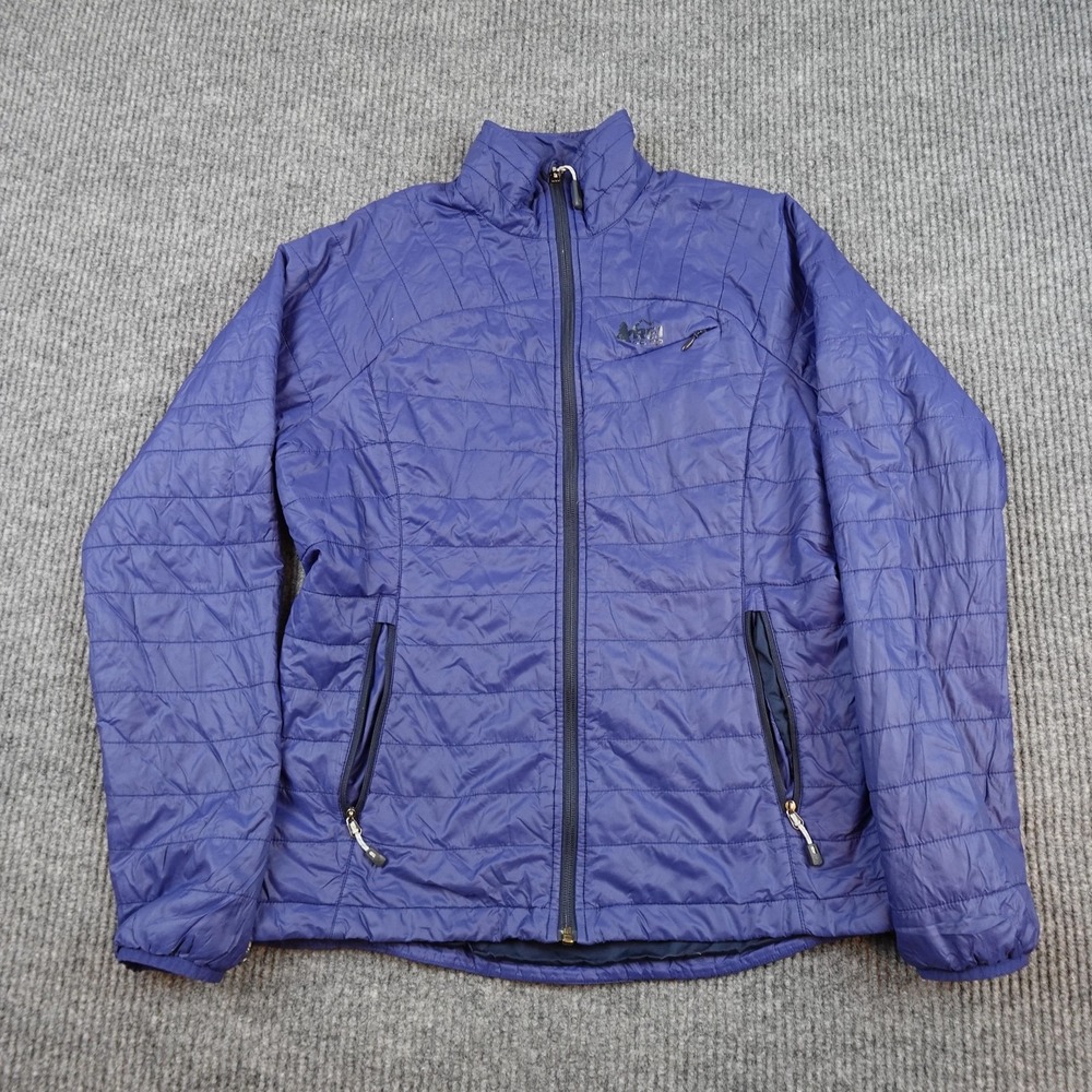 REI Co-op Womens Blue Insulated Puffer Jacket Medium Lightweight Hiking Full Zip